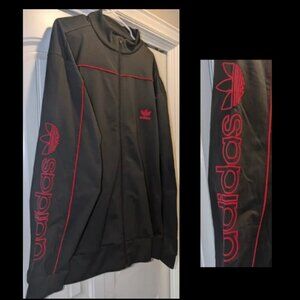 Vintage Adidas Full zip Jacket Black & Red Logo  Mens Size 2X  Relaxed Jogging
